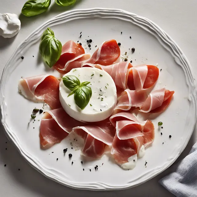 Foto de Creamy Mozzarella with Parma Ham and Fresh Basil