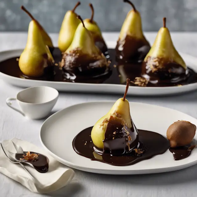 Foto de Pears in Syrup with Chocolate Sauce