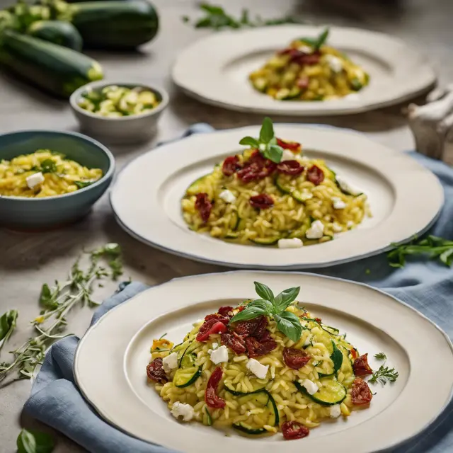 Foto de Zucchini, Sun-Dried Tomato, and Goat Cheese Risoni