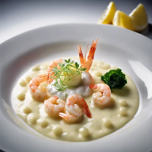 Foto de Shrimp with Lemon Foam and Garlic-Shallot Ravioli