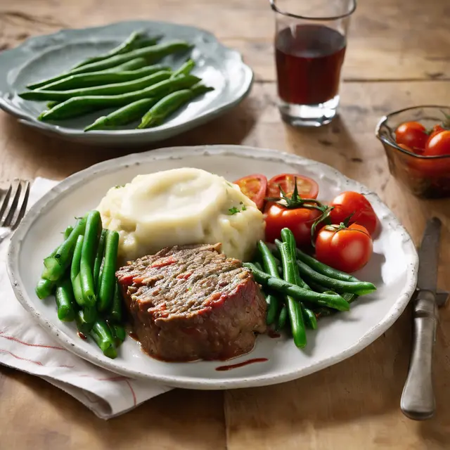 Foto de Moist Meatloaf with Mashed Potatoes and Vegetables