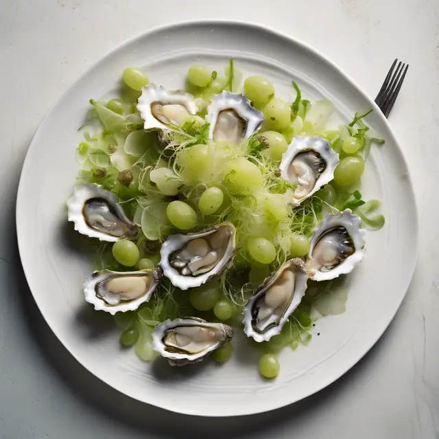 Foto de Frisée and Oyster Salad with Green Grapes