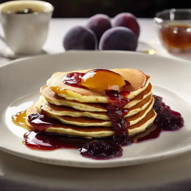 Foto de Thick Pancake with Plum Jam in Syrup