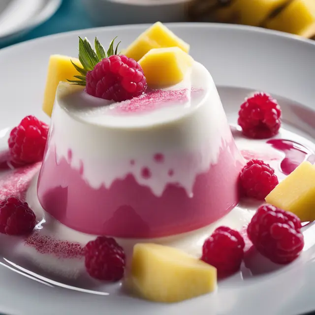 Foto de Raspberry Panna Cotta with Pineapple and Whipped Cream