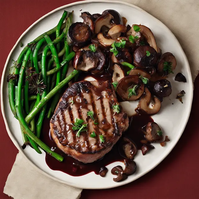 Foto de Grilled Pork Chop with Shiitake Mushroom and Red Wine Sauce