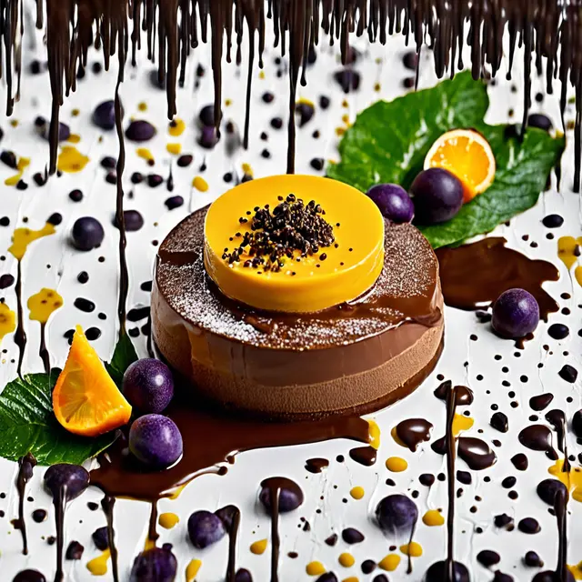 Foto de Chocolate Mousse with Passionfruit Sauce