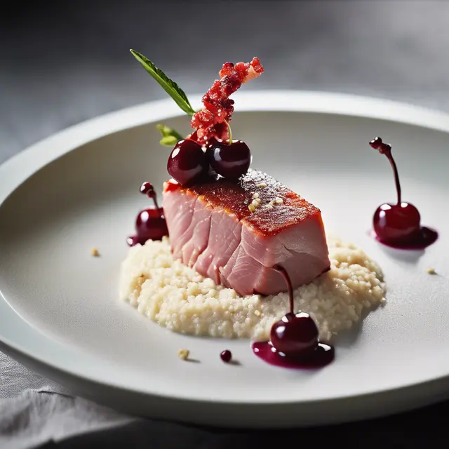 Foto de Grilled Tuna with Cherry Chutney and Ginger Foam