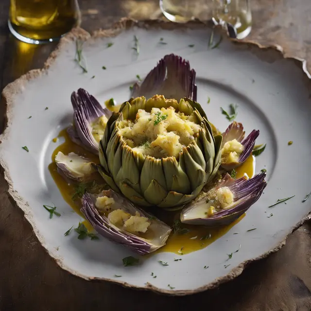 Foto de Artichoke Bottom with Garlic-Por and Biscuit Croutons