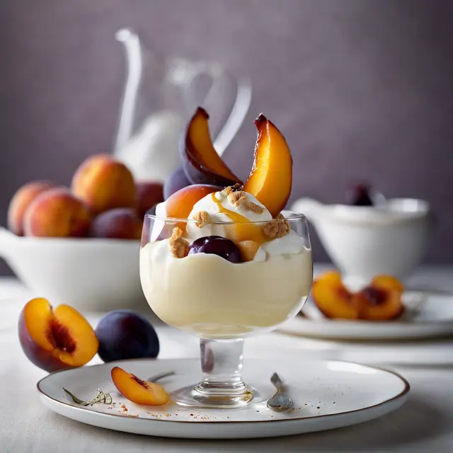 Foto de Sabayon Cream with Cookie, Peach, and Plum