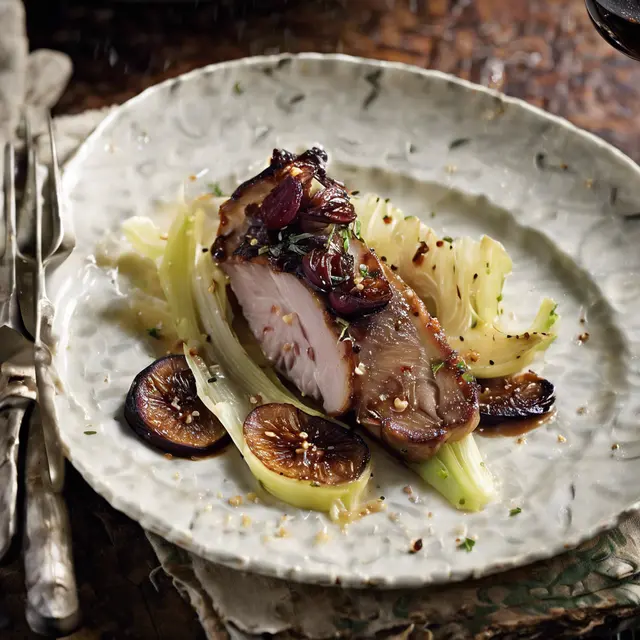 Foto de Pork Chop with Glazed Endive and Dried Figs