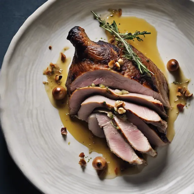 Foto de Stuffed Duck with Hazelnut Farofa and Foie Gras