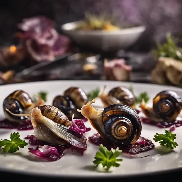 Foto de Grilled Snails with Canadian Ribs and Radicchio Salad