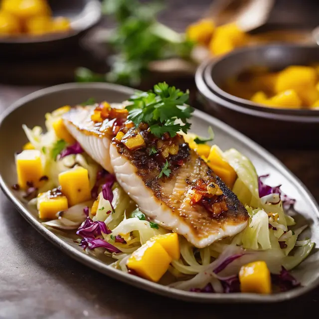 Foto de Pan Fried Fish with Onion and Mango Chutney