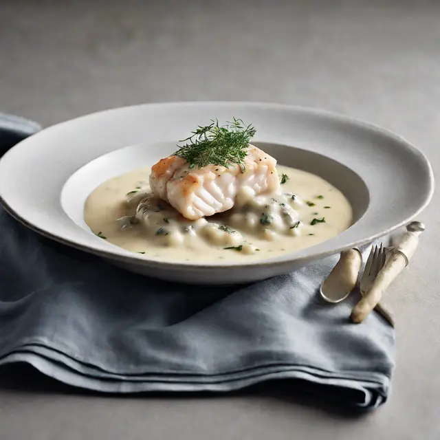 Foto de Salted Cod with Gray Shrimp Cream Sauce