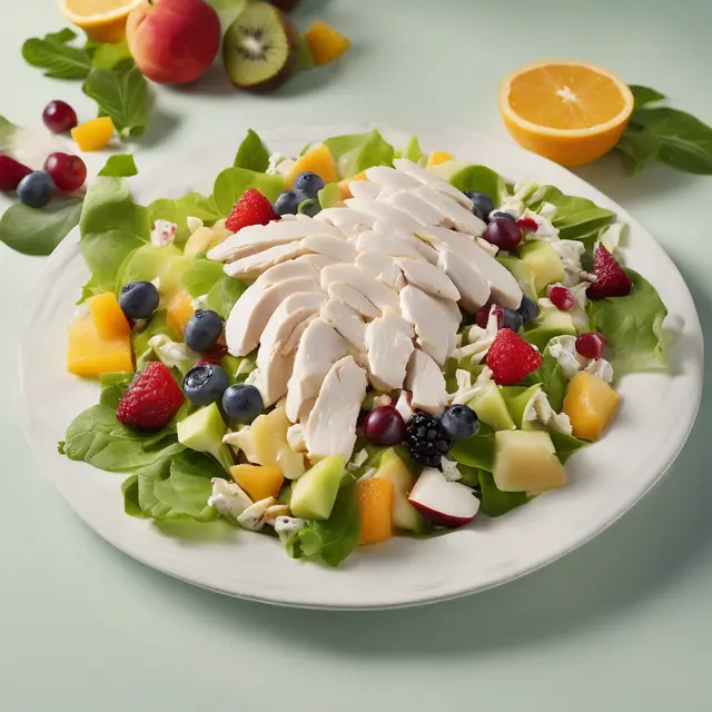 Foto de White Chicken Salad with Leaves and Fruits