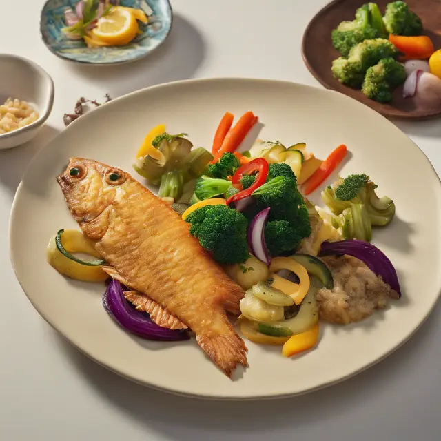 Foto de Fried Fish and Sauteed Vegetables