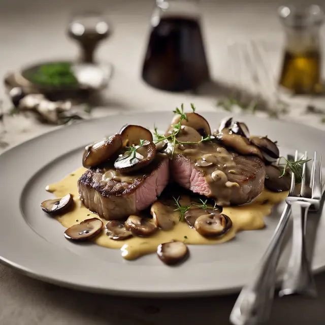 Foto de Filet Mignon Escalopes with Mushrooms and Mustard Sauce