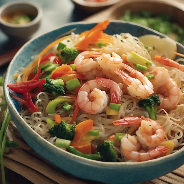 Foto de Rice Noodle Stir-Fry with Shrimp and Vegetables