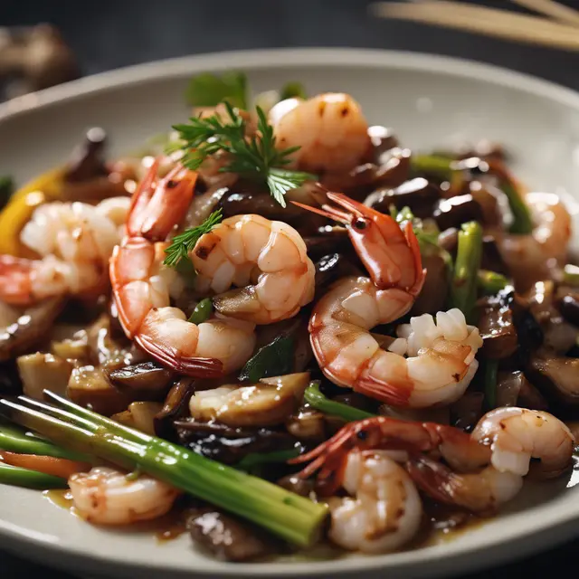 Foto de Shrimp Stir-Fry with Shiitake Mushrooms and Oriental Sauce