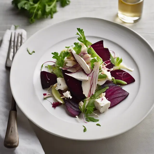 Foto de Smoked Mackerel Salad with Beetroot, Celery Root, and Horseradish Cream