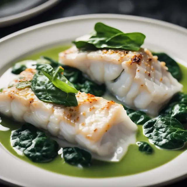 Foto de Lingcod Fillets with Coconut Milk and Spinach