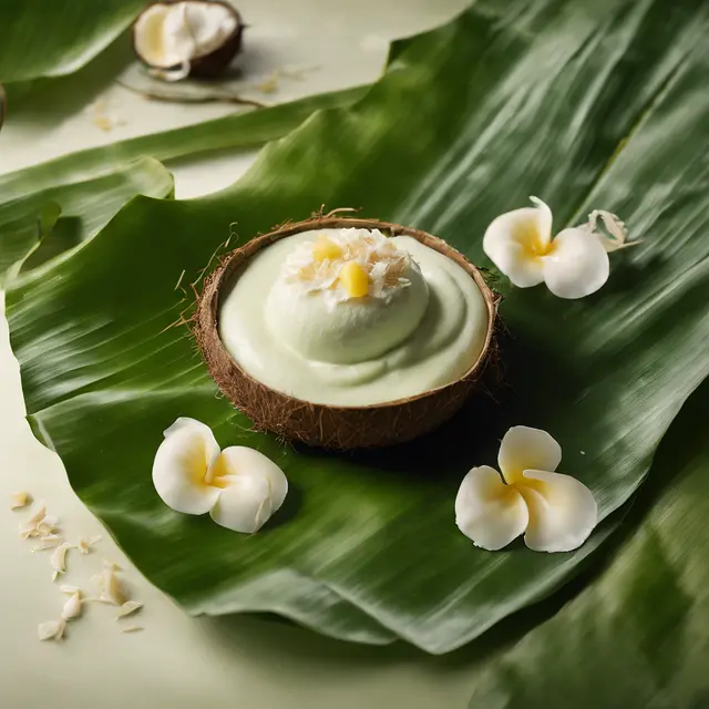 Foto de Coconut Mousse over Banana Leaves