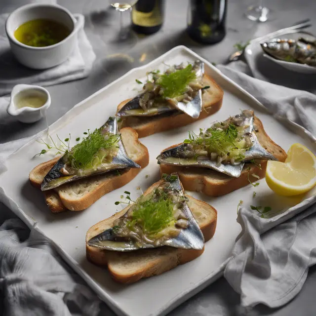 Foto de Sardine Toast with White Wine