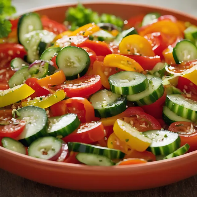 Foto de Tomato, Cucumber and Bell Pepper Salad