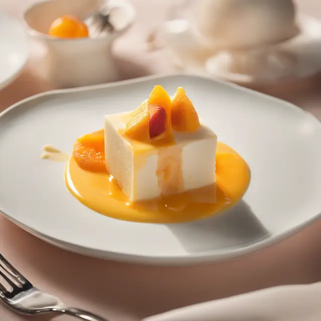 Foto de White Peach Pudding with Orange Gelato