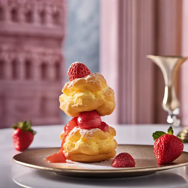 Foto de Damasco Cream Puffs with Strawberry Gelato