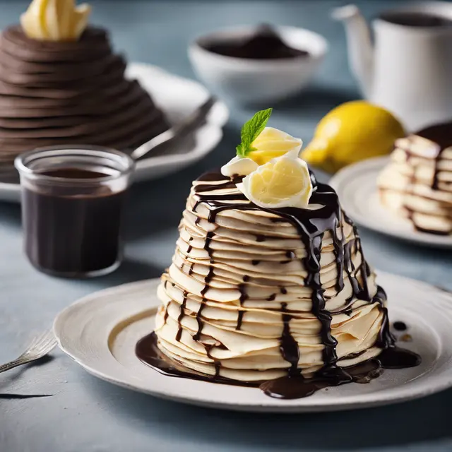 Foto de Crepe Cake with Chocolate Sauce