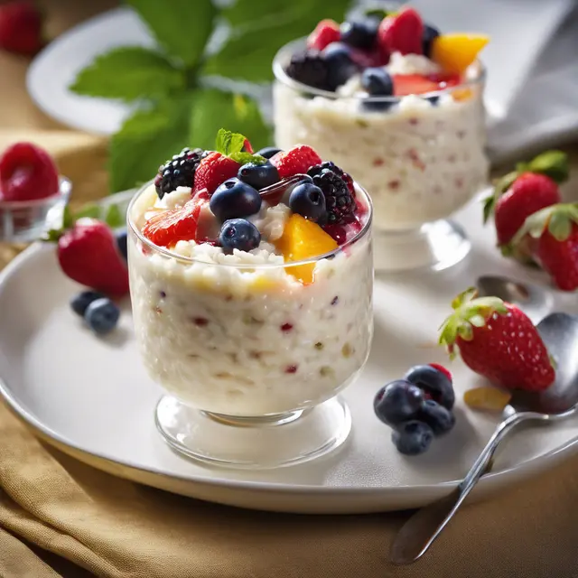 Foto de Rice Pudding with Fruits and Liqueur Sauce