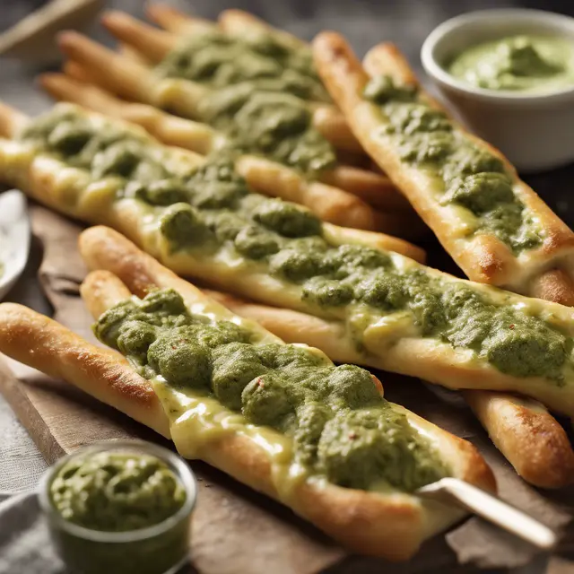 Foto de French-Style Breadsticks with Pesto and Cheese