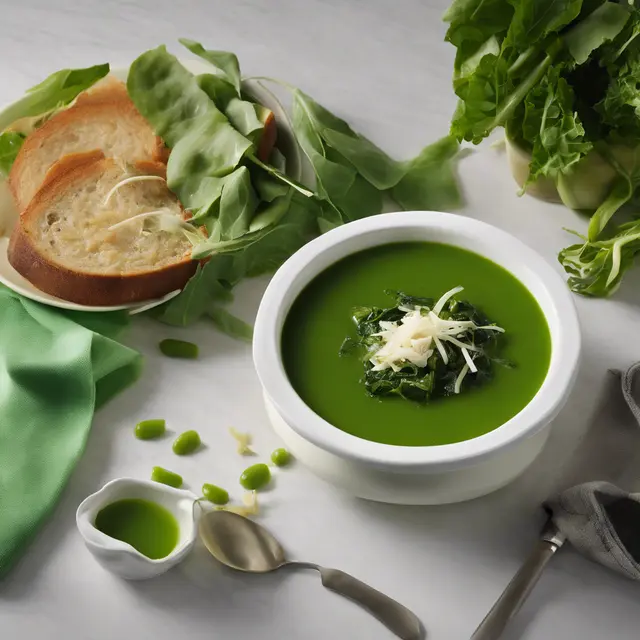 Foto de Snap Pea Soup with Shredded Collard Greens